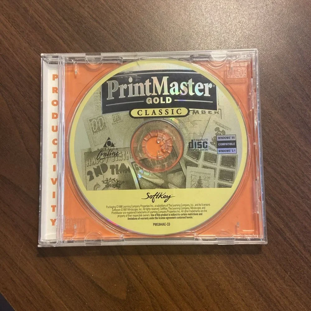 Softkey PrintMaster Gold Classic for Windows 3.1 &‎ 95 PC CD Vintage